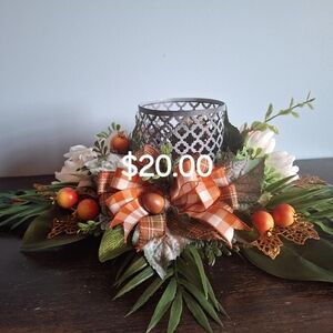 Decorative Candle Holder with Floral Arrangement